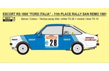 Decal – Ford Escort RS 1800 „FORD ITALIA“ Rallye San Remo 1981